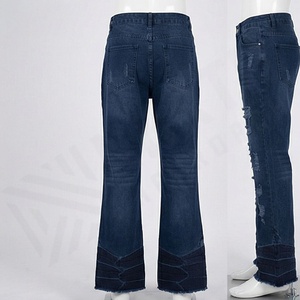 กางเกงยีนส์ทรงตรงขาบานเล็กน้อย สไตล์วินเทจ ลวดลายคลื่นน้ำ ลุคเท่ๆ สำหรับผู้ชาย แฟชั่นสตรีท - Product Image 2