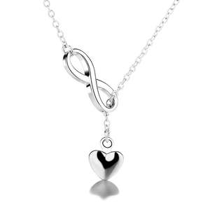 Collana Lariat in Argento Sterling con Ciondolo a Forma di Infinito e Cuore, Placcata in Oro Rosa e Rodio, Materiale Principale Platino - Product Image 1