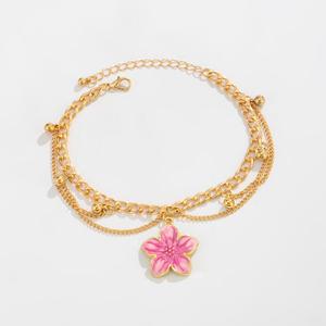 Hot Selling <b>Gold</b> Plated Fashion Oil-drop Flower Pendant Alloy <b>Anklets</b> - Product Image 2