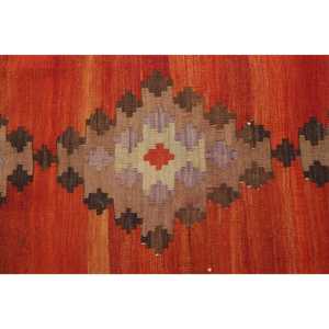 Alfombra Turca Vintage de 6x9.4 pies, Alfombra Roja con Estampado Animal - Product Image 3