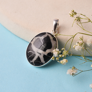 Piedra preciosa de forma ovalada septariana Natural, colgante de Plata de Ley 925, colgante de moda para aniversario de boda o regalo - Product Image 2