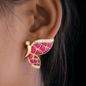 Boucles d'oreilles classiques en or Jadau de superbe qualité avec de vraies pierres de rubis Look for Party Wear Collection For Women - Product Image 1