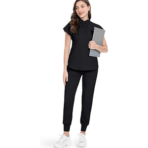 Classic Custom Scrub Uniforms Sets Anti Wrinkle Medical Uniform <b>Turtle</b> <b>Neck</b> <b>Tops</b> Scrub Suit Nursing Scrubs with logo for <b>Women</b> - Product Image 1