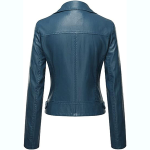 Veste de moto en cuir PU personnalisable à la mode pour femmes vente en gros tissée finie de haute qualité - Product Image 2
