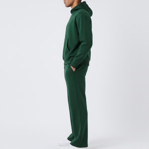 Ensemble de survêtement pour homme de haute qualité, poids lourd, couleur unie, 2 pièces, respirant, pantalon de survêtement à jambe droite et sweat-shirt à capuche - Product Image 3