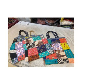 Bolso Jhola bohemio de algodón para mujer, tamaño personalizado, diseño de retazos a la moda, asas dobles, cierre abierto, hombro, monedero de Yoga - Product Image 6