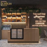 Comptoir de bar moderne en bois, bureau d'accueil pour café, poste de caisse minimaliste, station de travail pour bar à eau, boulangerie, salon de thé