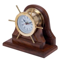 Horloge de table vintage de haute qualité en laiton conception de roue de bateau nautique avec horloge de table en métal faite à la main finie antique à bas prix