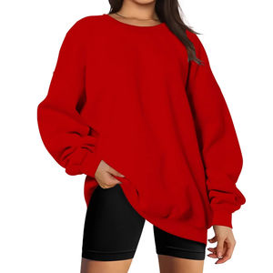 Sudadera de Mujer con Diseño Otoño-Invierno, Estampado Rojo, Forro Polar Transpirable, Holgada, Estilo Informal, Cuello Redondo, Talla Grande - Product Image 1