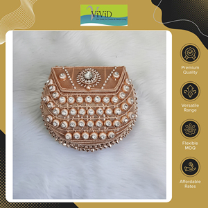 Sac à main de soirée en métal perlé de haute qualité fabriqué en Inde, vendu dans le monde entier - Design élégant et luxueux, doublure en soie pour femmes - Product Image 2