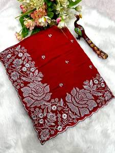 Saree con estampado de satén Georgette de diseñador de estilo pesado de alta calidad con pieza de blusa al mejor precio - Product Image 2