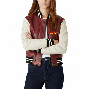 Veste universitaire en cuir matelassé pour femme, personnalisée OEM, avec broderie, doublure en coton imperméable teint - Design Hip Hop de haute qualité - Product Image 4