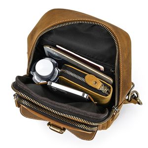 Riñonera cruzada de cuero genuino Vintage a la moda para mujer/hombre, bolso de pecho portátil/Sling/mochila, monedero pequeño, 2 unidades, 2 unidades - Product Image 3