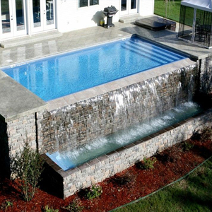 Hôtel Villa de jardin, <span class=keywords><strong>piscine</strong></span> rectangulaire semi-enterrée de luxe, <span class=keywords><strong>piscine</strong></span> en fibre de verre à débordement infini en pierre naturelle avec spa - Product Image 1