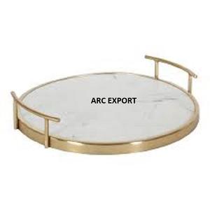 Bandeja creativa para servir comida de forma redonda de Metal y espejo, bandeja para servir té de decoración de mesa de acero inoxidable de Color plateado a la venta - Product Image 4