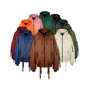 Veste bomber à capuche unisexe, vêtements de rue décontractés d'hiver, veste à fermeture éclair, poches personnalisées, mode moderne, sweats à capuche en nylon chauds - Product Image 1