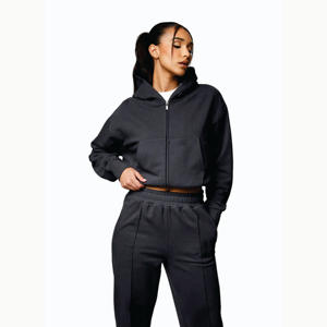 Recadrée Full Zip Loopback Finition Lavée 65% Coton 35% Polyester Dark Pewter Shadow Loopback FZ Women's HoodieBreathable - Product Image 1