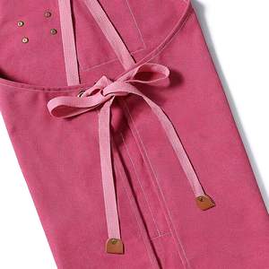 <b>Chef</b> <b>Aprons</b> for Men Women With Large Pockets Cotton Canvas Cross Back Heavy Duty Adjustable Work <b>Apron</b> Pink Color - Product Image 5