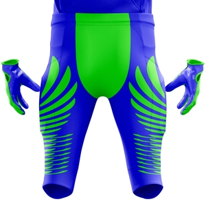 Uniforme de fútbol americano para hombres Jersey de equipo personalizado con pantalones de sarga de aparejos transpirables Ropa deportiva de alta calidad Púrpura y verde - Product Image 4