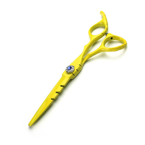 Tijeras de Peluquería de Color Amarillo para Uso Doméstico y en Salón, con Reposadíces Ajustable y Tornillo Decorativo - Product Image 4