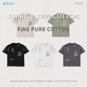 Fashion Vintage Hand-painted Acid Wash T-shirt Cotton Oversized Custom Blank Vintage T Shirt for Men - Product Image 2