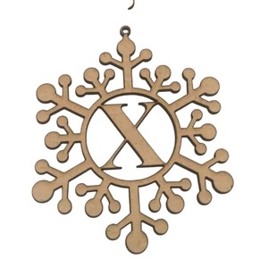 Ornement d'arbre de Noël flocon de neige en bois découpé au laser décoration suspendue en bois non fini pour les vacances et la décoration intérieure - Product Image 1