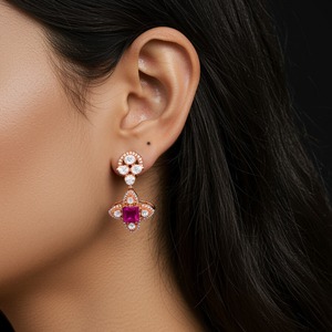 Bijoux de mariée classiques Gajaah, collier et boucles d'oreilles en argent sterling 925 pour femmes, pour mariage, fête, usage quotidien - Product Image 4