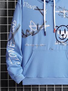 Sweat-shirt à capuche personnalisé de haute qualité pour homme, avec motif de lettres de dessin animé, cordon de serrage, manches longues, poche, 2024 - Product Image 4