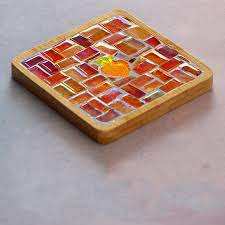 Mosaic Coasters for Drinks With With <b>Scratch</b> Proof Set of 6 Drink Coasters <b>square</b> Shape and Handmade Use - Product Image 6