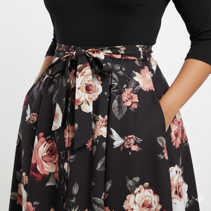 Unity Luxure Womens Premium Soft-Blend Floral Midi <b>Dress</b> with Button Front & Waist Tie - Product Image 4