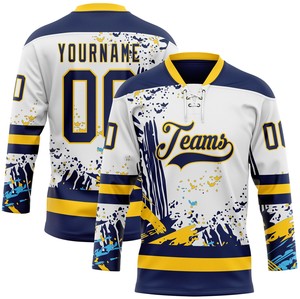 Maillot de hockey sur glace à lacets, fabrication directe, uniforme d'équipe personnalisé, 100% polyester, antibactérien, séchage rapide, nom et numéros d'équipe personnalisés - Product Image 1