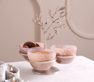 Support décoratif pour bol en verre double de luxe Support pour plateau de fruits et de bonbons en métal au design de branche - Product Image 4