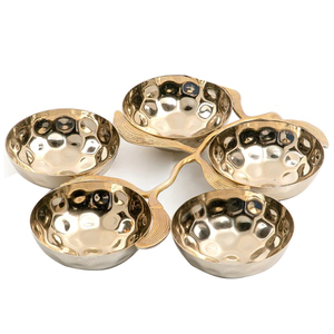 Juego de 3 cuencos decorativos de metal chapado en oro, mesa de restaurante, ensalada y cuenco de servidor dulce, cuenco de servicio de metal pulido brillante - Product Image 4