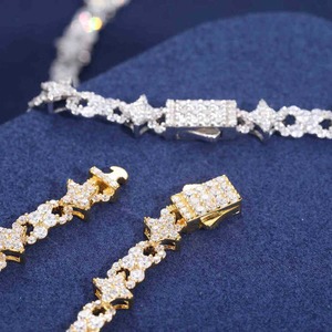 Chaîne cubaine étoile infinie de haute qualité 8 mm en or jaune massif 10 carats avec diamants de laboratoire, personnalisée, style hip-hop glacé - Product Image 5