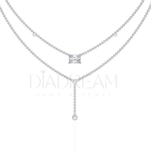 Nuevo Collar de Lujo para Mujer, Único, de Doble Capa, Plata de Ley 925, Diamante Cultivado en Laboratorio, Certificado IGI, Accesorio Moderno para Boda - Product Image 1
