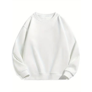 Sweat-shirt à col rond de couleur unie pour hommes, confortable, léger, avec épaules tombantes, impression numérique, hiver 100% coton - Product Image 5