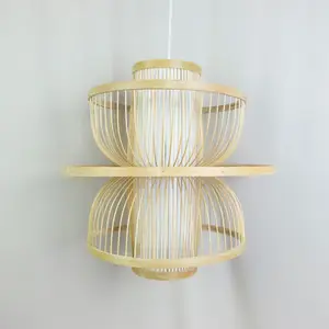 Lâmpada de bambu do vietnã, pingente de vidro feito à mão, sombra, lustre de bambu, capa de luz, lâmpada, sombra