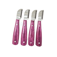 Ensemble de couteaux à dénuder 4 pièces ciseaux de toilettage pour animaux de compagnie manche en bois peigne à carder pour chien renard chat râteaux terriers à dénuder