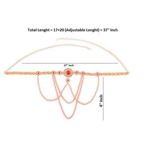 Vintage indien plaqué or doré perle cristal taille ceinture ventre chaîne Kamarbandh bijoux de corps pour la mariée - Product Image 1