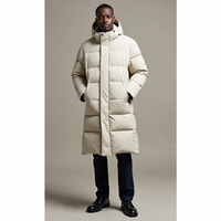Vestes longues matelassées respirantes coupe-vent en tricot style hip-hop avec fermeture éclair, 100 % duvet, manteau d'extérieur pour hommes