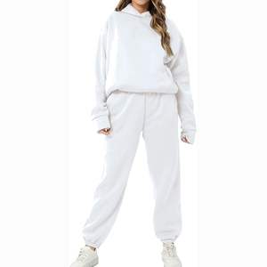 Best Selling Women's Jogging Suit in <b>White</b> Color With Hooded Collar & <b>Trousers</b> With Ribbed Cuff High Quality <b>Trousers</b> - Product Image 5