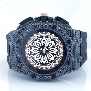 Men's Luxury Stainless Steel Mechanical Watch Round Analog Dial Sapphire Crystal Diamond Accents Rubber Band <b>Chronograph</b> - Product Image 1