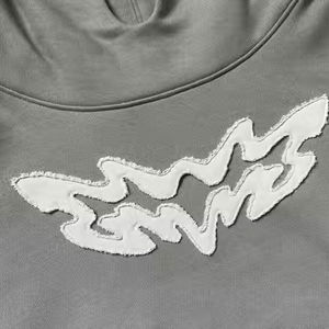 Winter Streetwear Terry Panel <b>Work</b> Pullover <b>Men</b> <b>Hoodies</b> Distress Embroidery Design Loose Fit Polyester/Cotton <b>men's</b> <b>hoodies</b> - Product Image 6