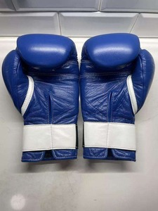 Professional Custom Blue and White <b>Velcro</b> Winning Boxing Gloves Professional Made of Strong Genuine Leather Custom Sizes - Product Image 4