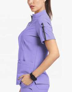 Enfermería Scrub Stand Collar Conjuntos médicos Uniforme de enfermera Uniforme de manga corta Venta al por mayor Hospital Túnica Spa Salón de belleza Uniformes - Product Image 3