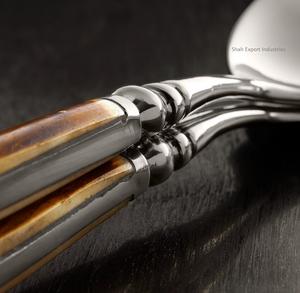 Ensemble cuillère et fourchette de service en métal à prix abordable avec poignée en os pour ustensiles de cuisine Sets de service à salade de table - Product Image 6