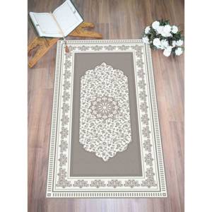 Tapis de prière à motif floral gris : tapis de culte islamique, tapis fin non tissé - Product Image 2