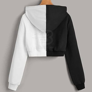 Top corto de invierno personalizado más vendido con capucha para mujer, ropa de calle informal de algodón y poliéster con cuello forrado con logotipo frontal - Product Image 4