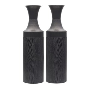 Florero alto de metal negro con diseño moderno de lujo para decoración de hoteles de lujo y decoración de mesa auxiliar - Product Image 1