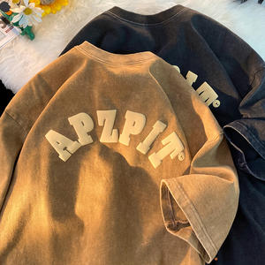 เสื้อยืดพิมพ์ลายพัฟฟ์สำหรับผู้ชายเสื้อยืดผ้าฝ้ายโอเวอร์ไซส์สำหรับผู้หญิงเสื้อดีไซน์3D โลโก้แบบสั่งทำได้จากโรงงาน - Product Image 1